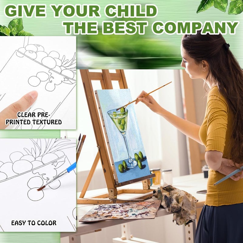 Affrolling 12 Pcs Pre Drawn Canvas for Painting for Adults 8 x 8 Inch Canvas Painting Kits Stretched with Drawing Ready to Paint Beginner Artists Date Night Party Supplies (Cocktail) - Image 3